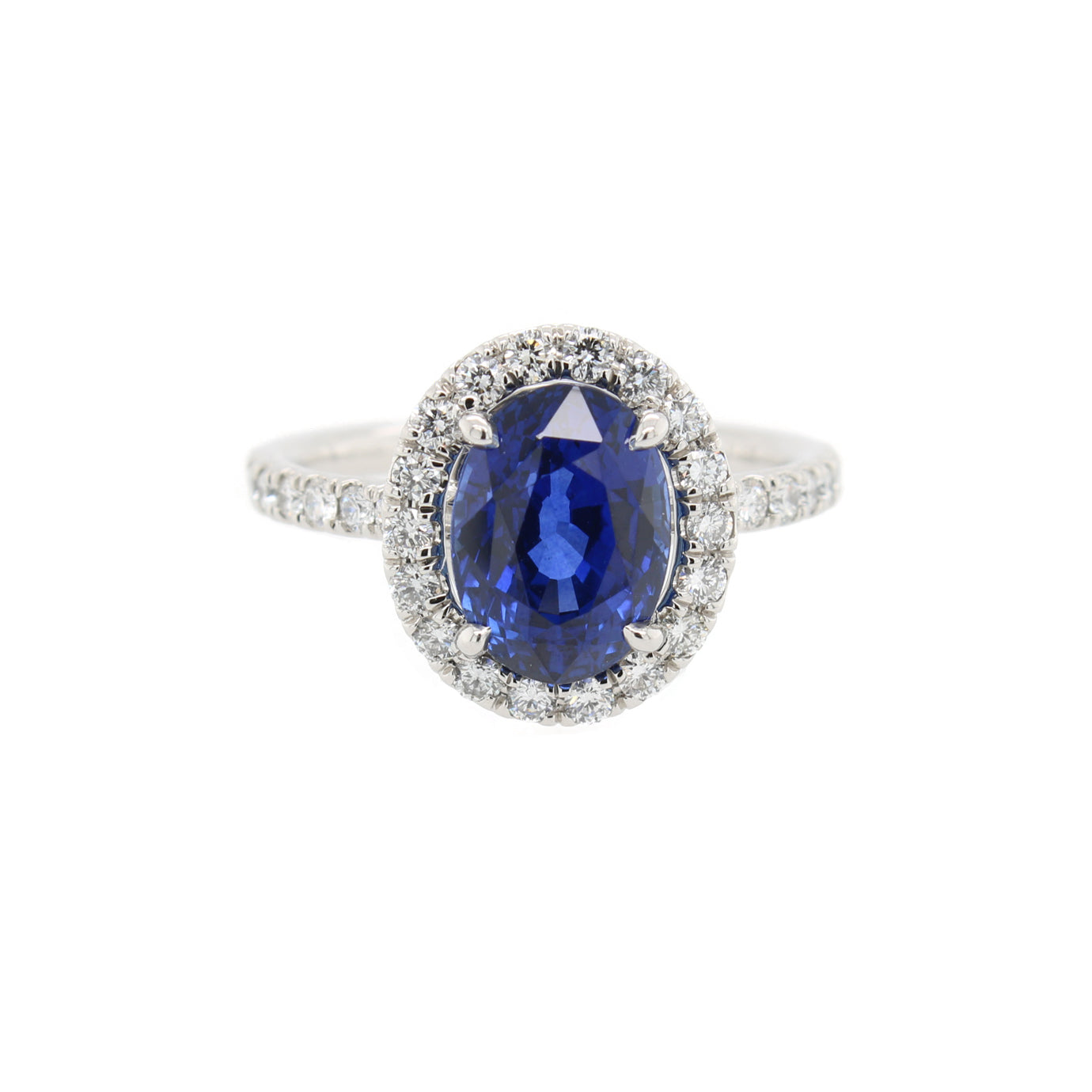 Oval Sapphire and Diamond Halo Ring
