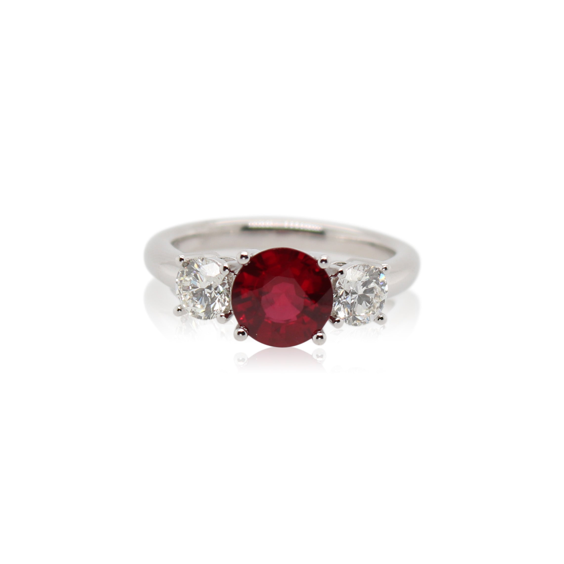 1.73ct Ruby & Diamond Three Stone Ring