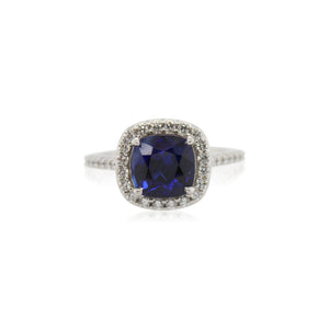 3.31ct Cushion Cut Sapphire and Diamond Ring