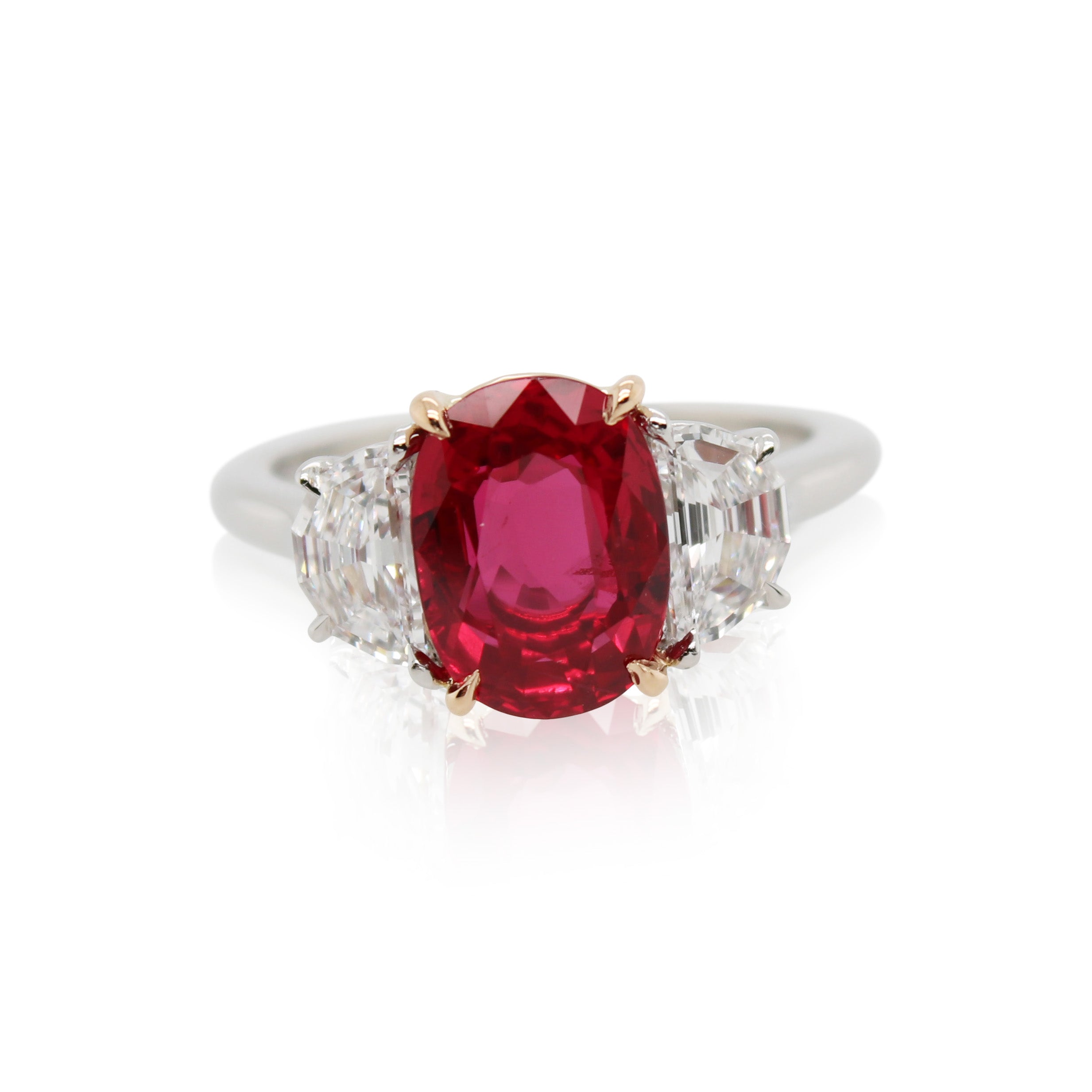 3.36ct Ruby and Diamond Three Stone Ring