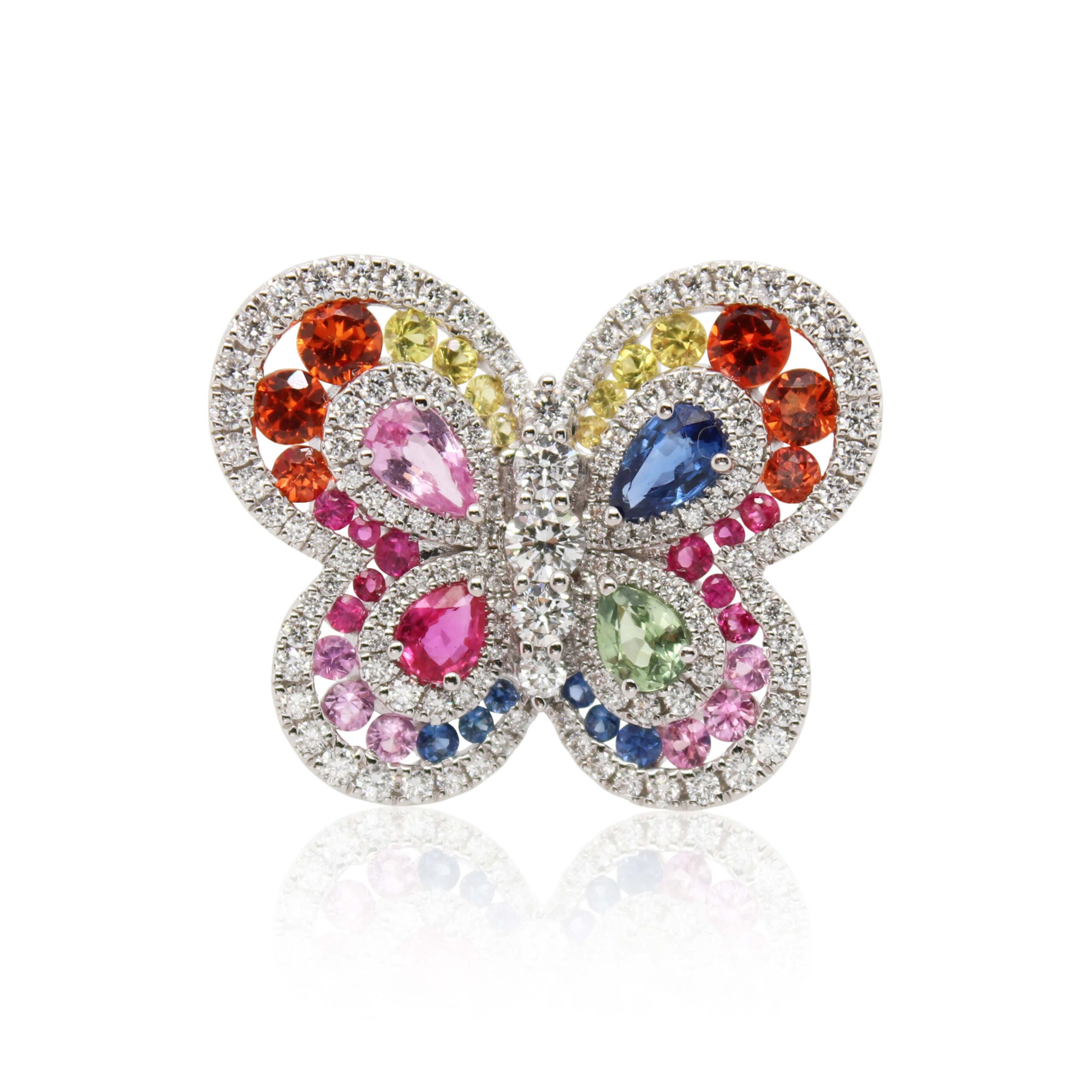 Multi-Colored Sapphire Butterfly Ring