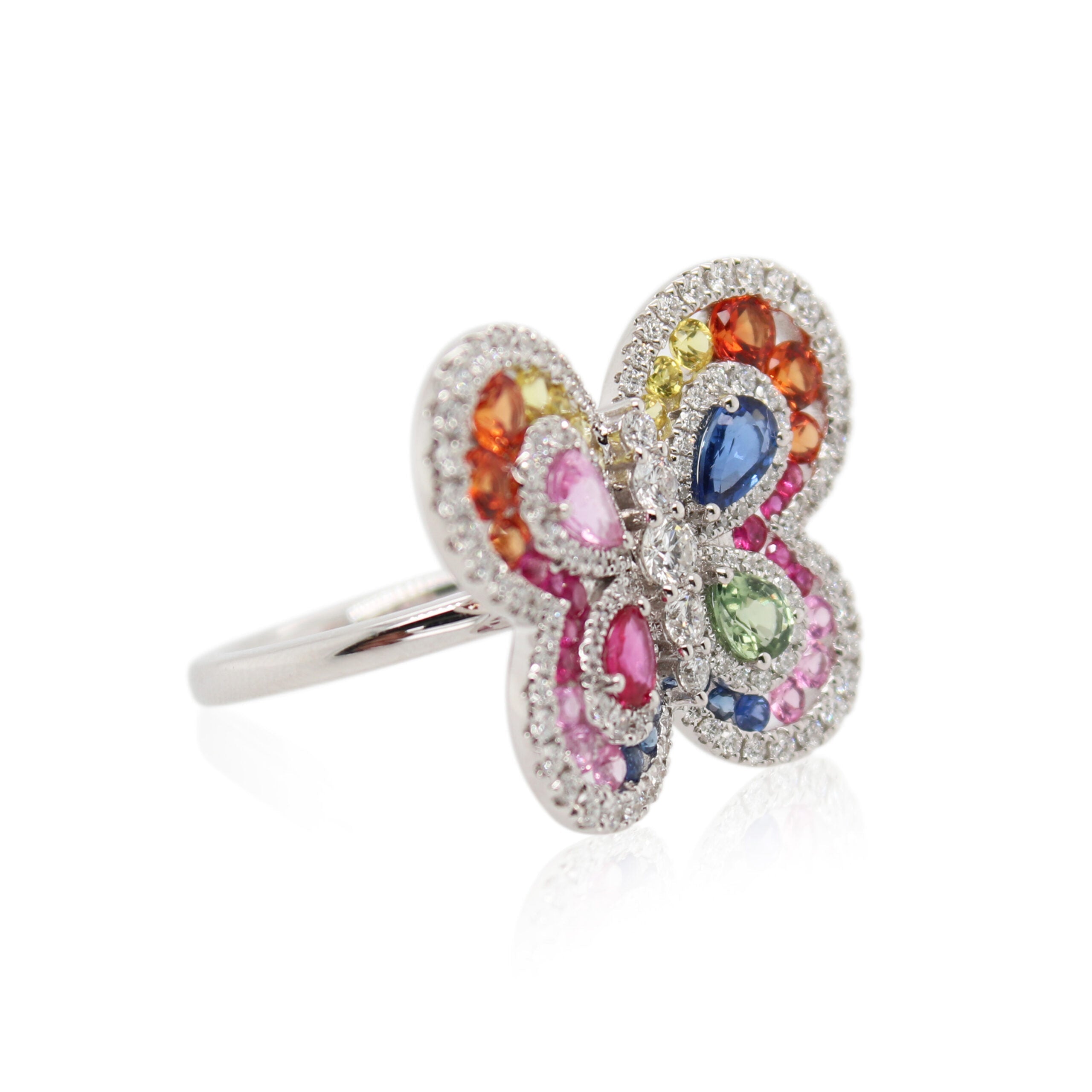 Multi-Colored Sapphire Butterfly Ring