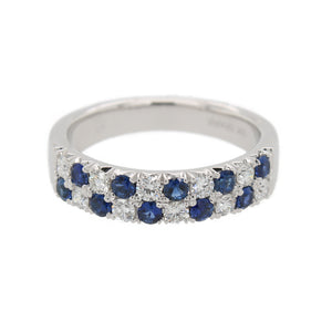 Double Row Sapphire and Diamond Ring