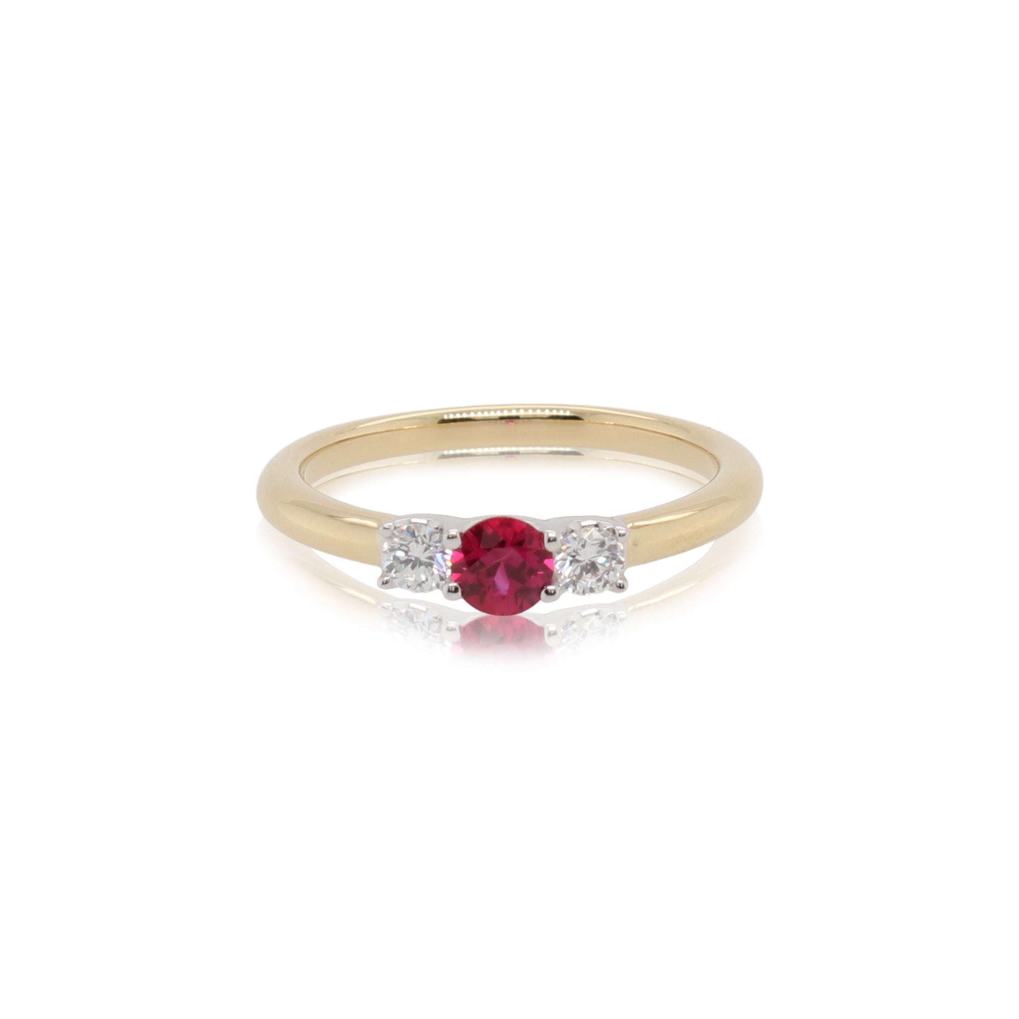 Ruby and Diamond Three Stone Ring