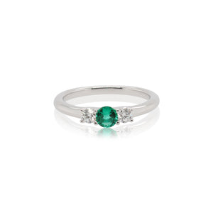 Emerald and Diamond Three Stone Ring