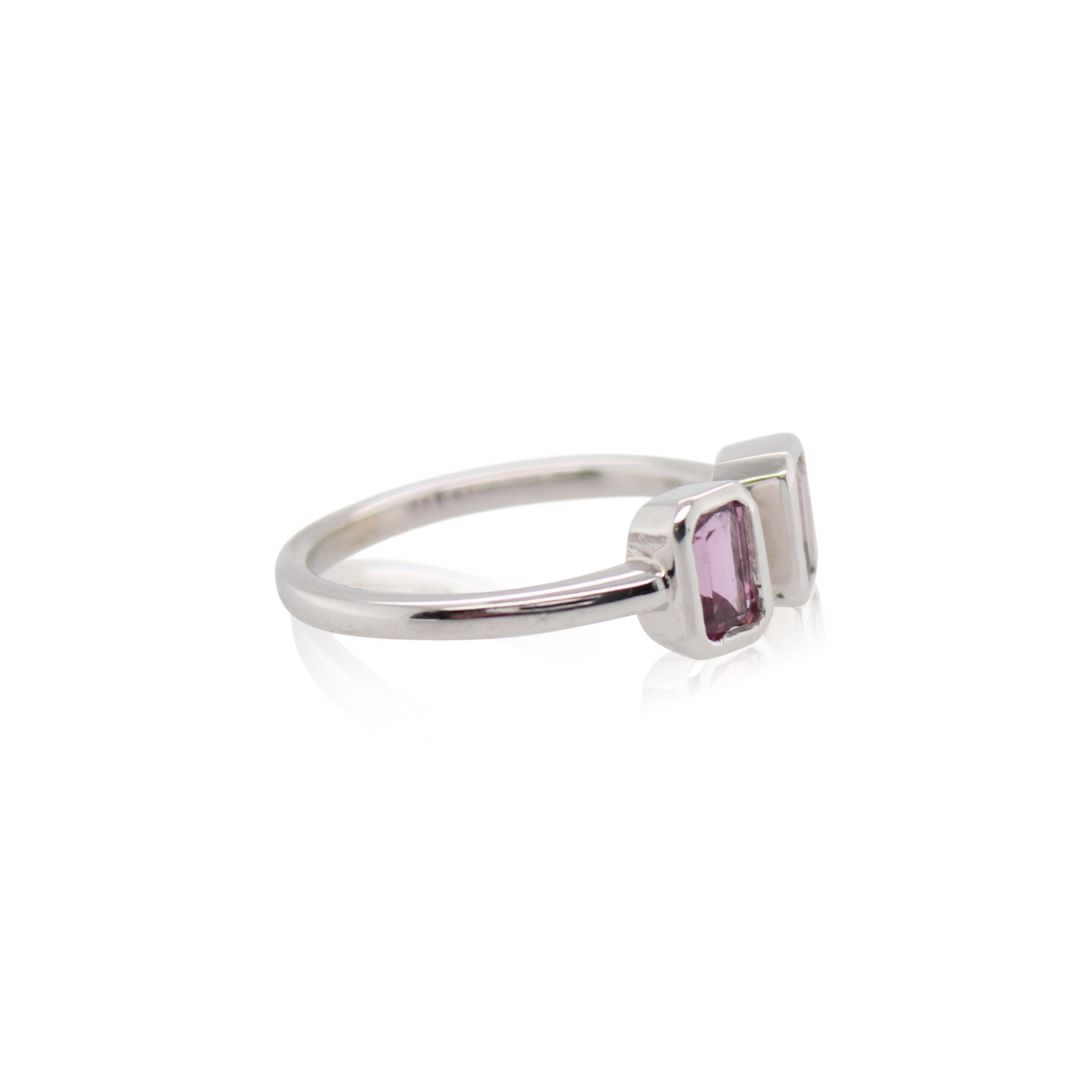 Emerald Cut Pink Sapphire Ring