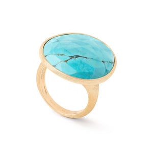 Marco Bicego Lunaria Collection 18k Yellow Gold and Turquoise Cocktail Ring