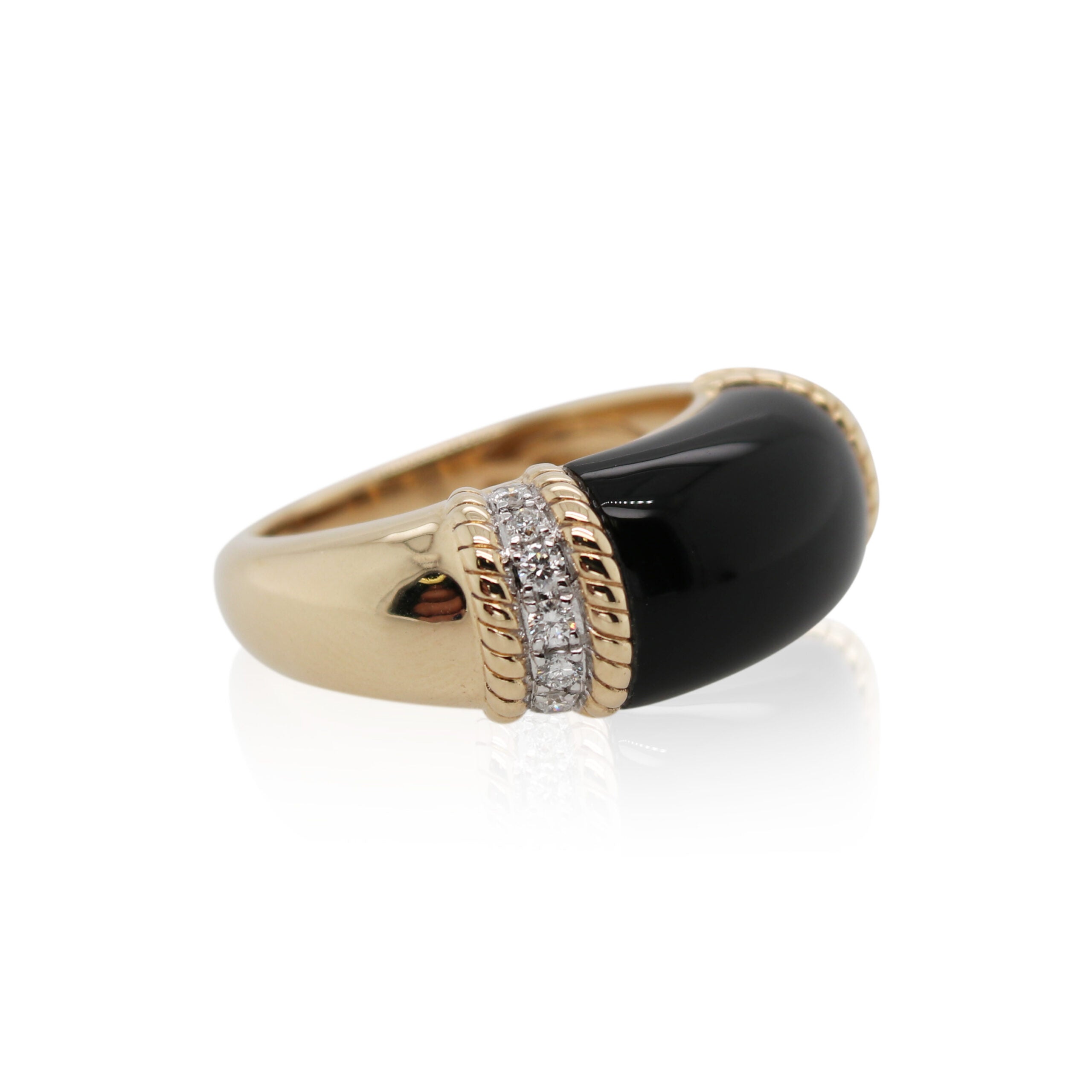Black Onyx and Diamond Rope Ring