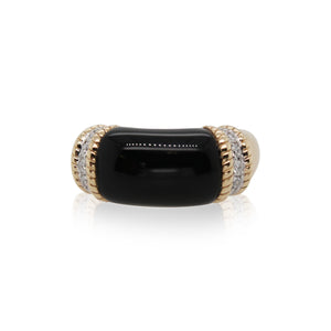 Black Onyx and Diamond Rope Ring