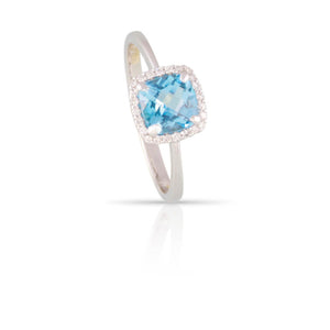 Blue Topaz Halo Ring