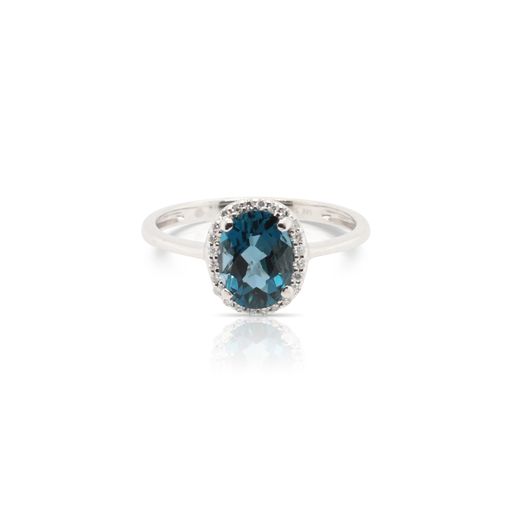 Oval London Blue Topaz and Diamond Ring