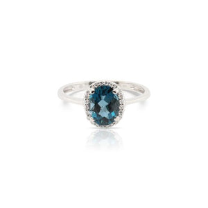 Oval London Blue Topaz and Diamond Ring