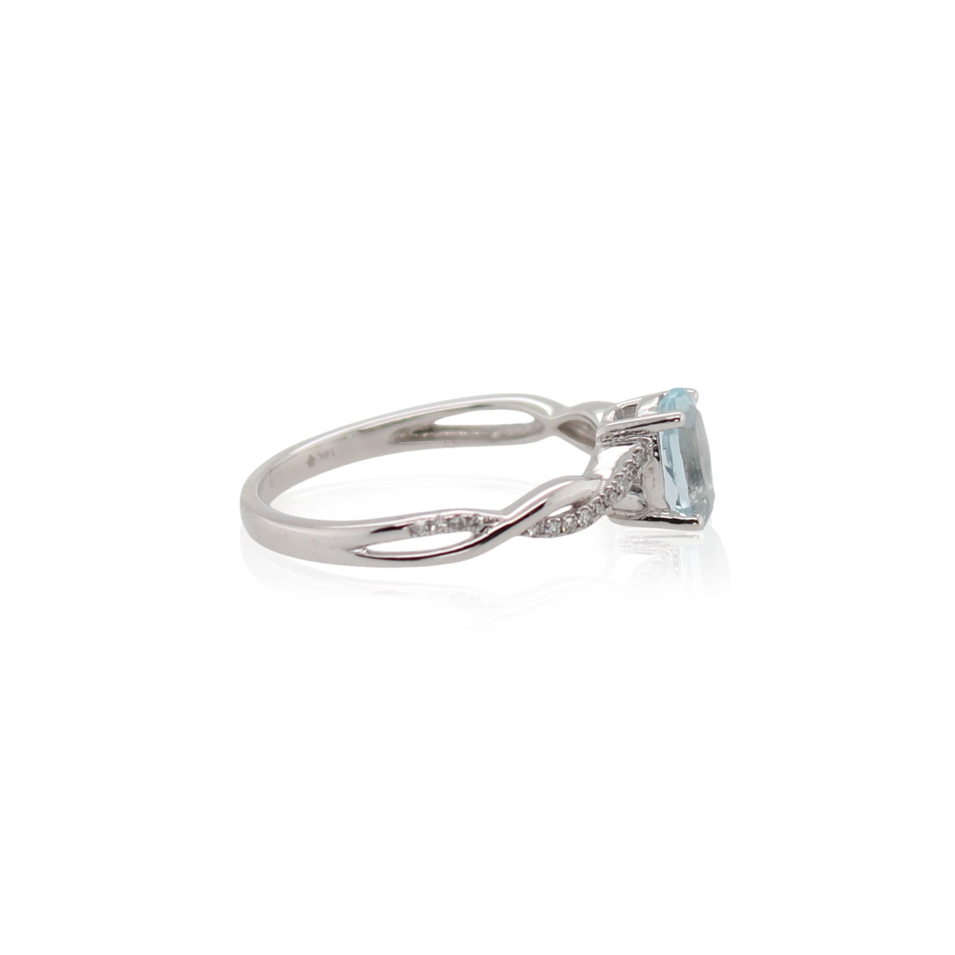 Oval Aquamarine and Diamond Twist Ring