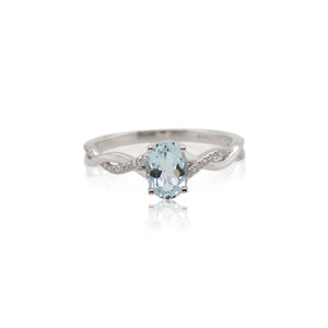 Oval Aquamarine and Diamond Twist Ring