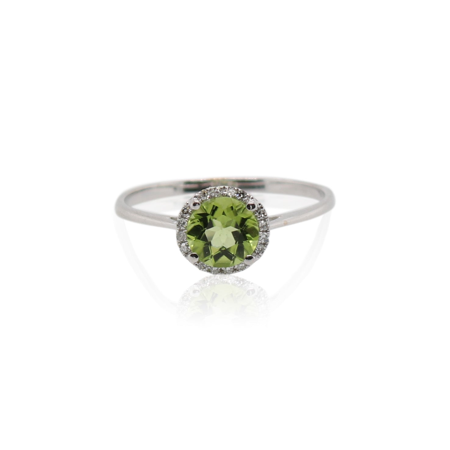 Round Peridot and Diamond Ring