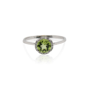 Round Peridot and Diamond Ring