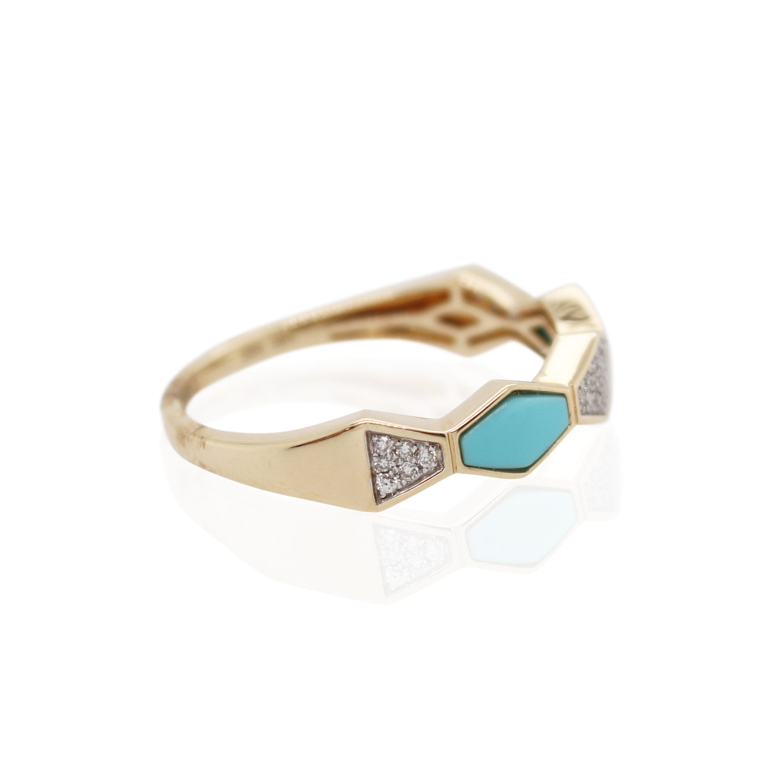 Turquoise and Pave Diamond Ring