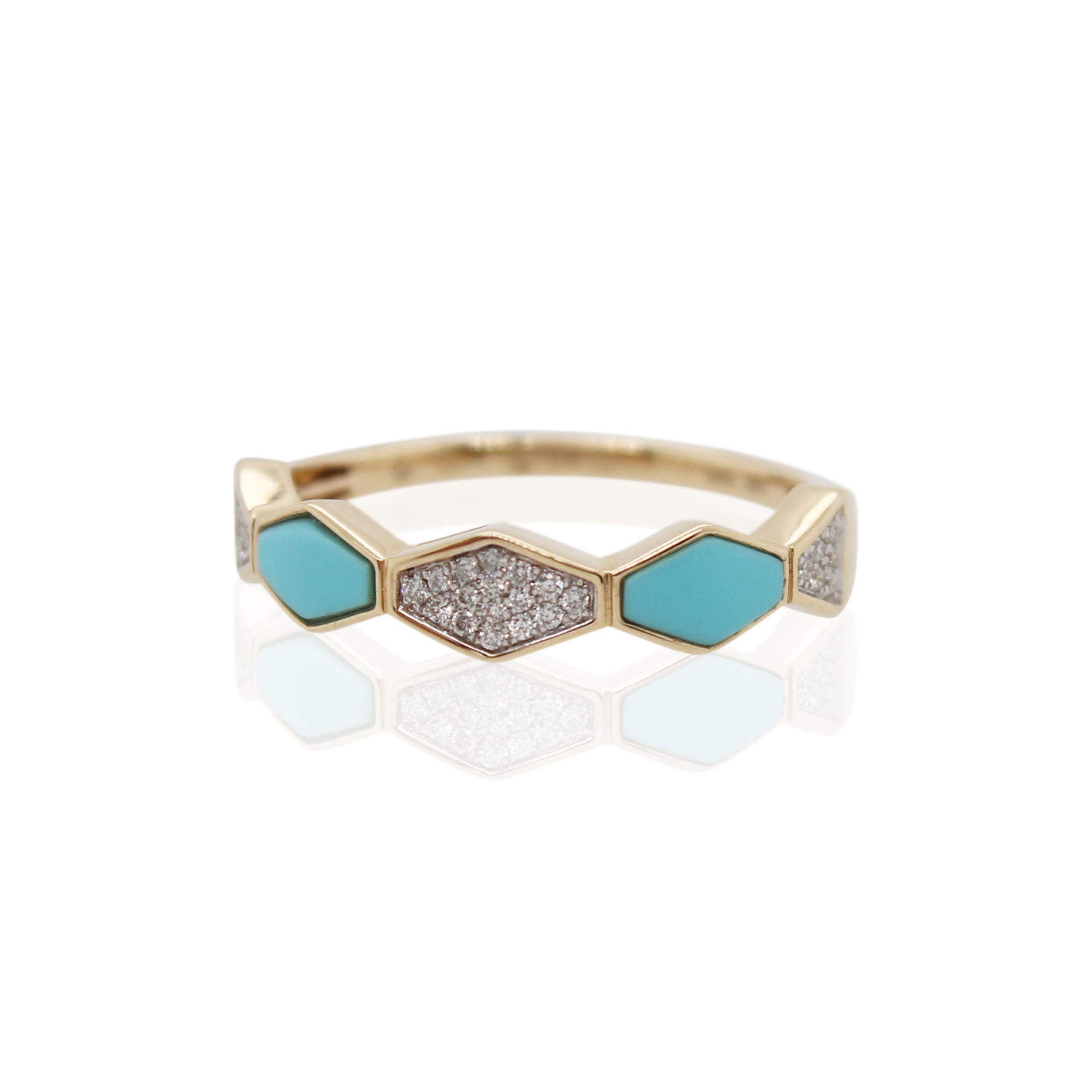 Turquoise and Pave Diamond Ring