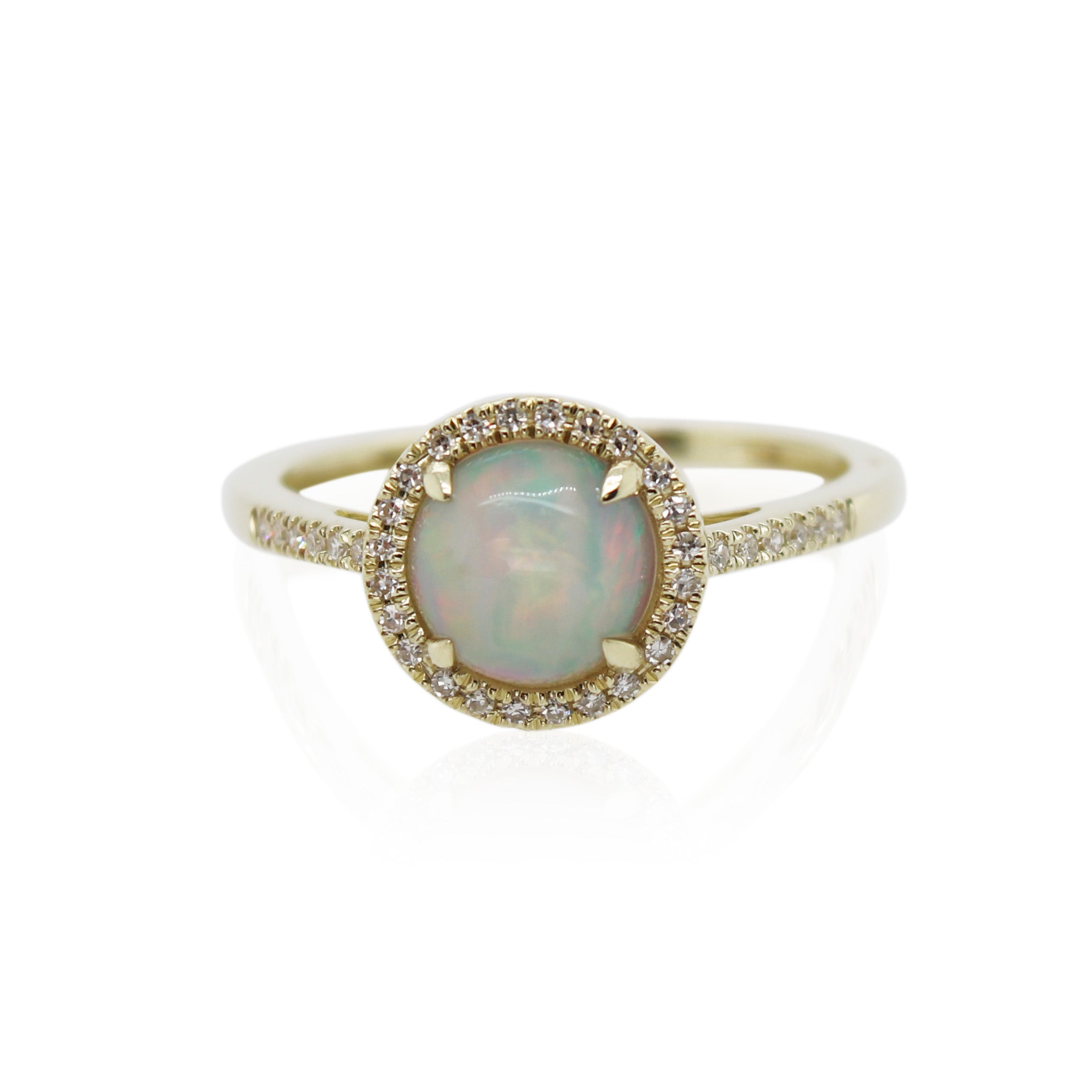 Round Opal and Diamond Ring