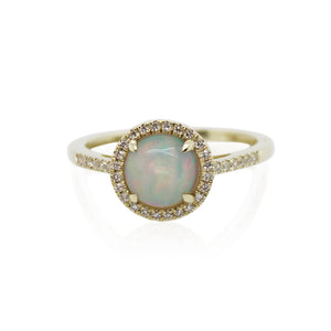 Round Opal and Diamond Ring