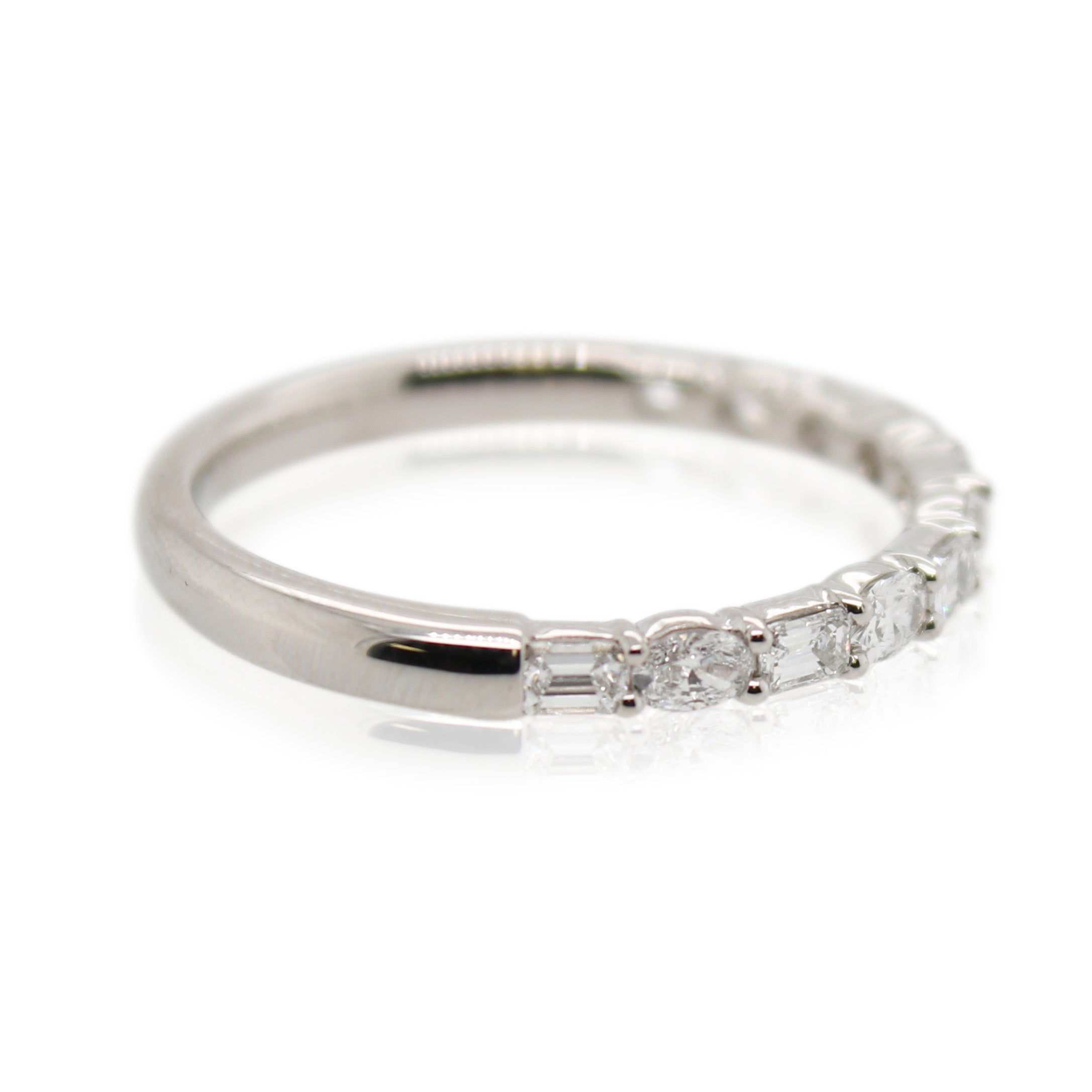 Platinum Round and Baguette Diamond Band