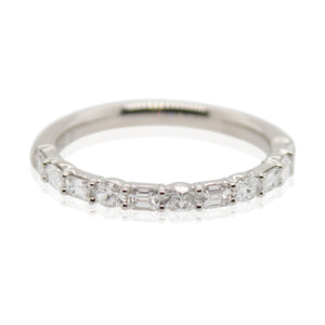 Platinum Round and Baguette Diamond Band