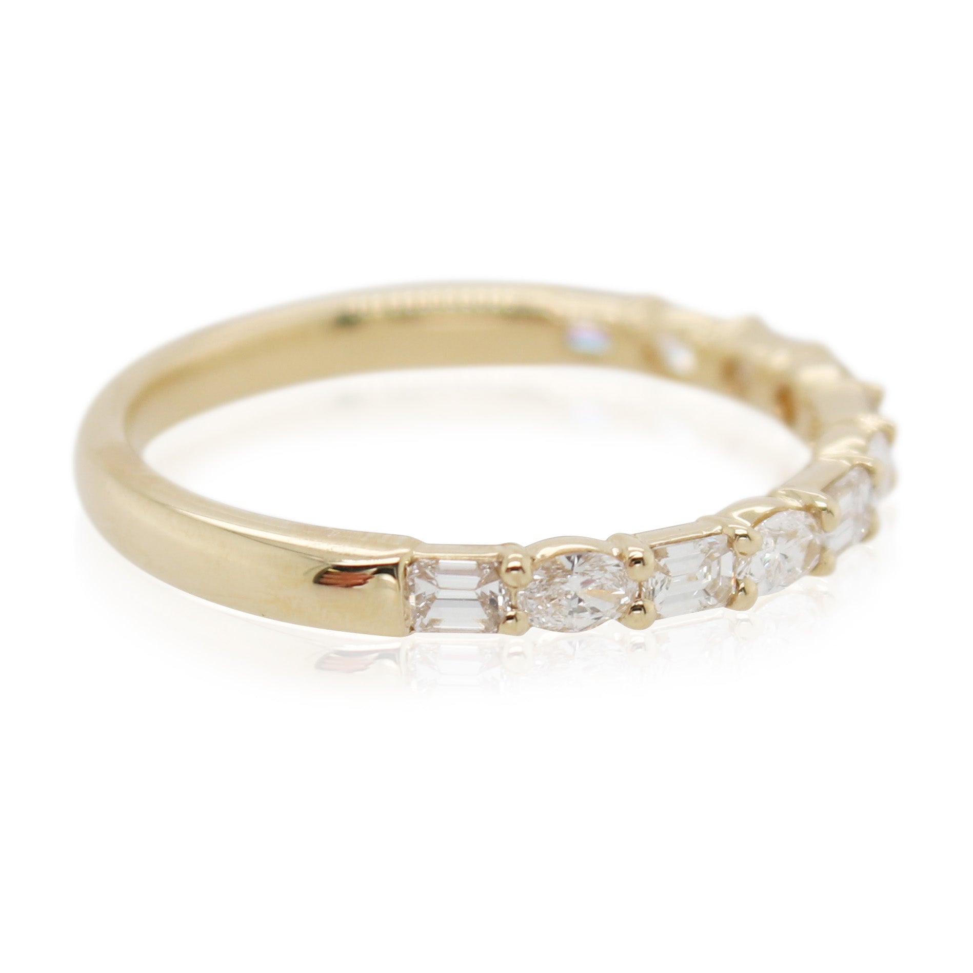 Yellow Gold Marquise and Baguette Diamond Band