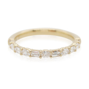 Yellow Gold Marquise and Baguette Diamond Band