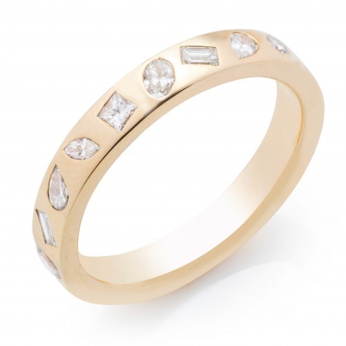 Bezel Set 10 Stone Wedding Band