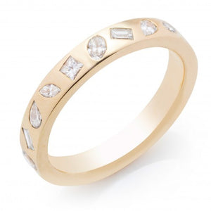 Bezel Set 10 Stone Wedding Band