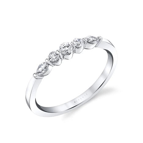 White Gold Round and Marquise Diamond Band
