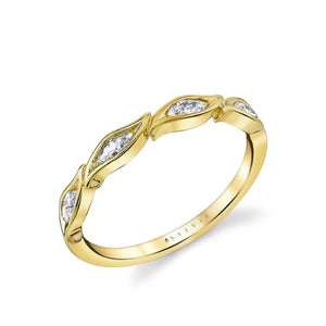 Yellow Gold Marquise Diamond Leaf Band