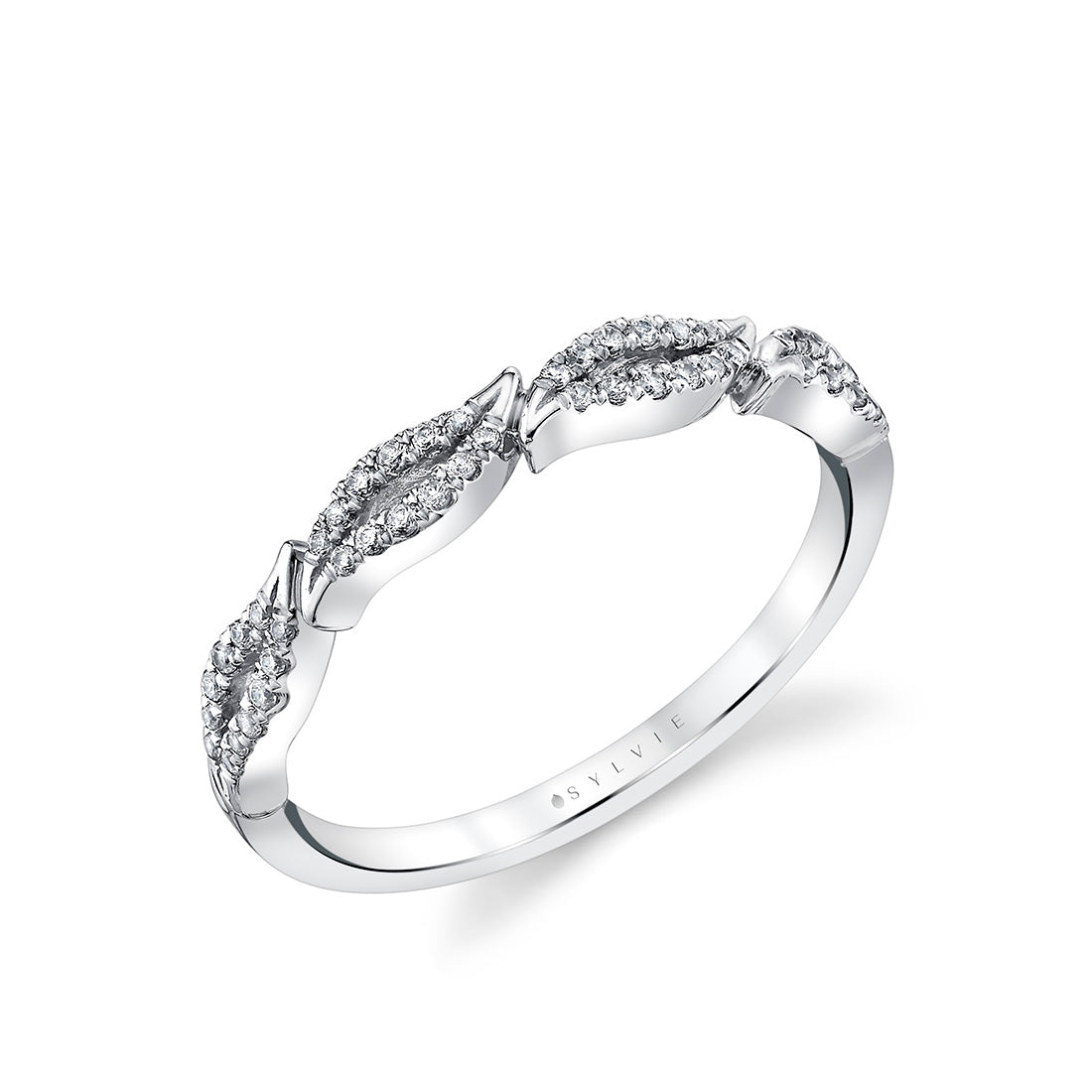 White Gold Diamond Leaf Band