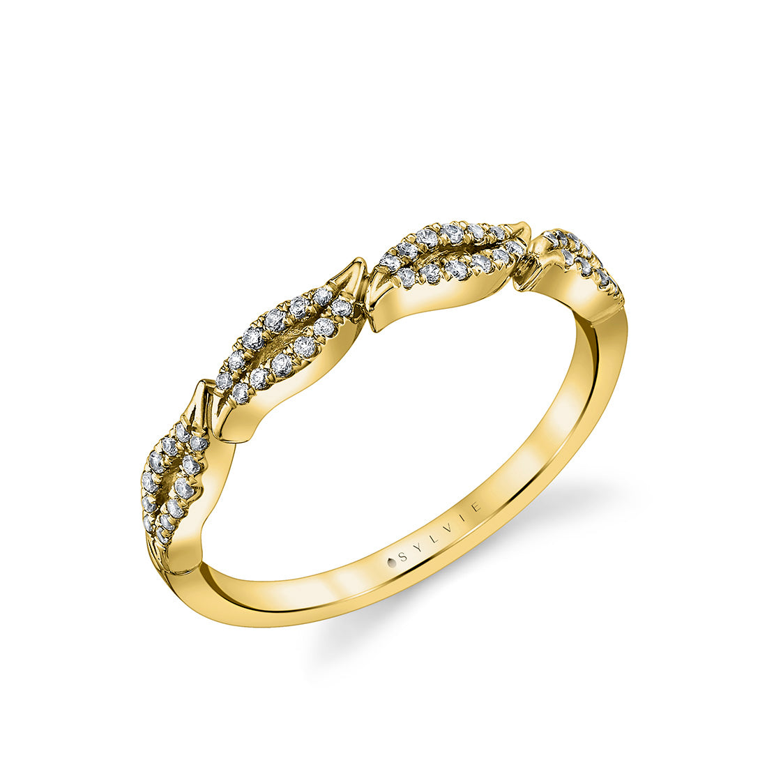 Yellow Gold Diamond Leaf Band