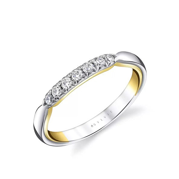 White and Yellow Gold Diamond Pinch Band