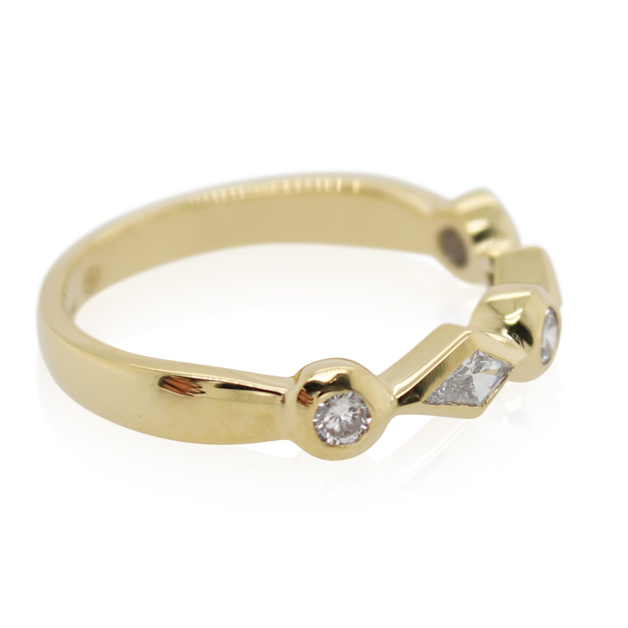 Yellow Gold Bezel Set 5 Diamond Ring