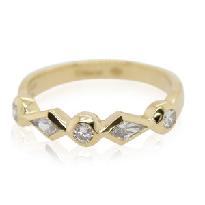 Yellow Gold Bezel Set 5 Diamond Ring