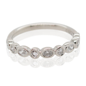 Alternating Bezel Set Round and Oval Diamond Band