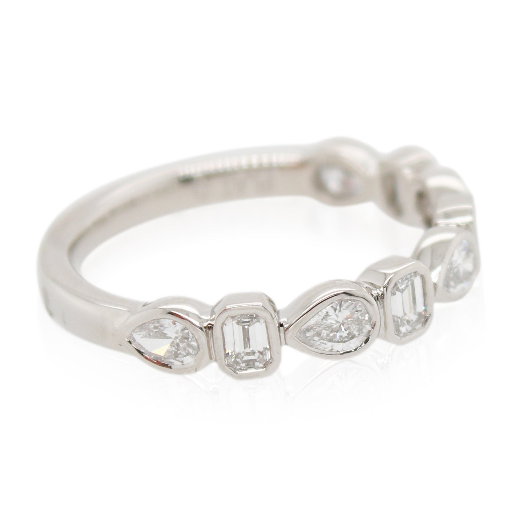 Alternating Bezel Set Multi-Shape Diamond Band