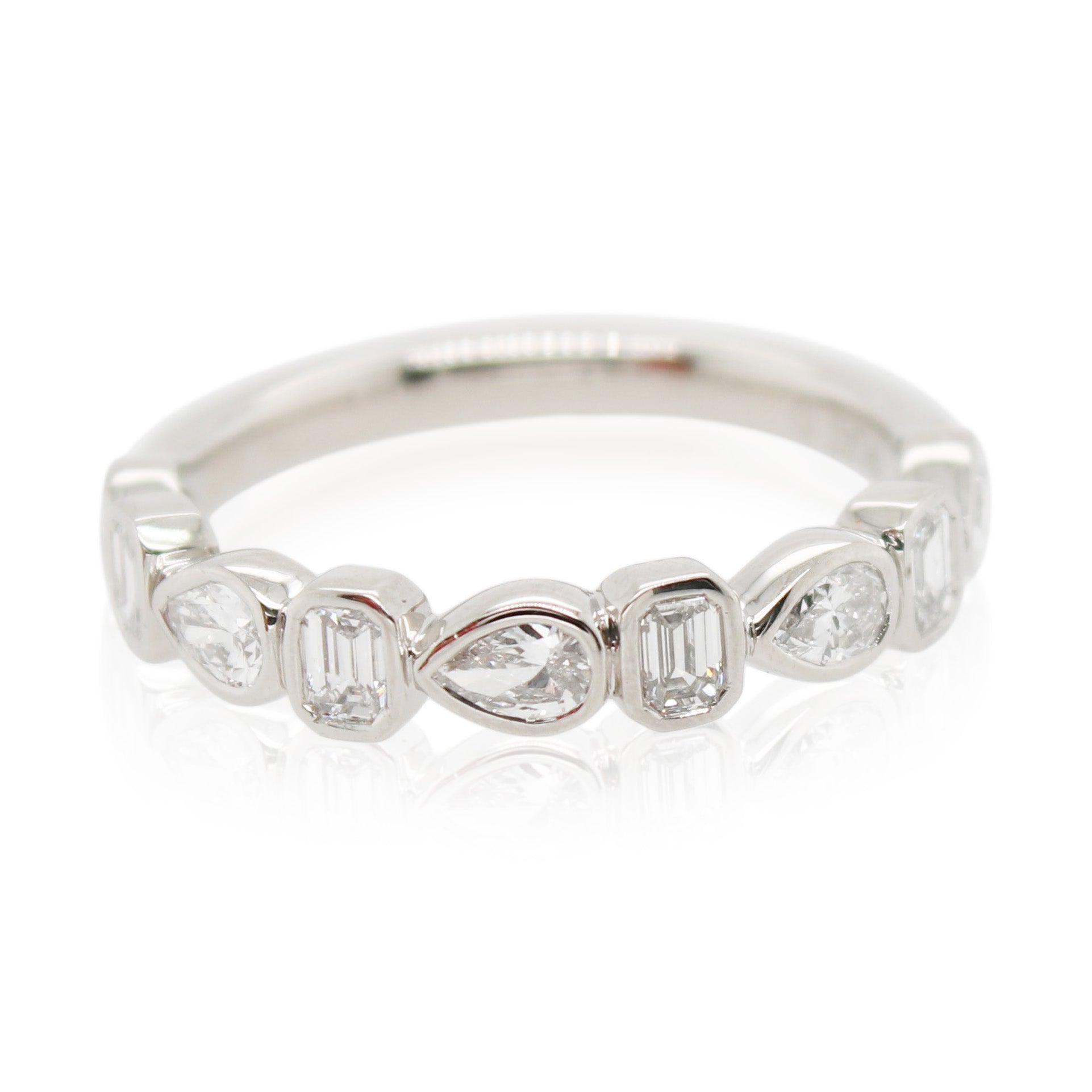 Alternating Bezel Set Multi-Shape Diamond Band