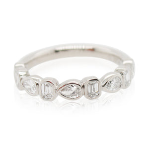 Alternating Bezel Set Multi-Shape Diamond Band