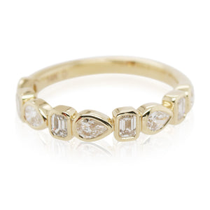 Yellow Gold Alternating Bezel Set Diamond Band