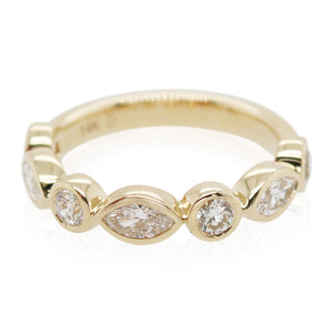 Yellow Gold Bezel Set 7 Diamond Band