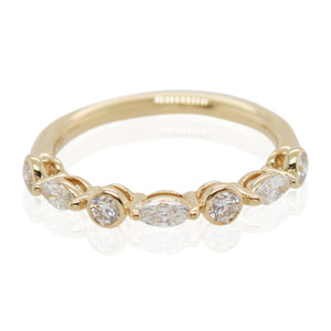 Precision Set Alternating Round and Marquise Diamond Band