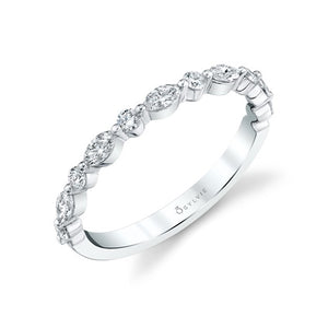 Sylvie White Gold Marquise and Round Diamond Band
