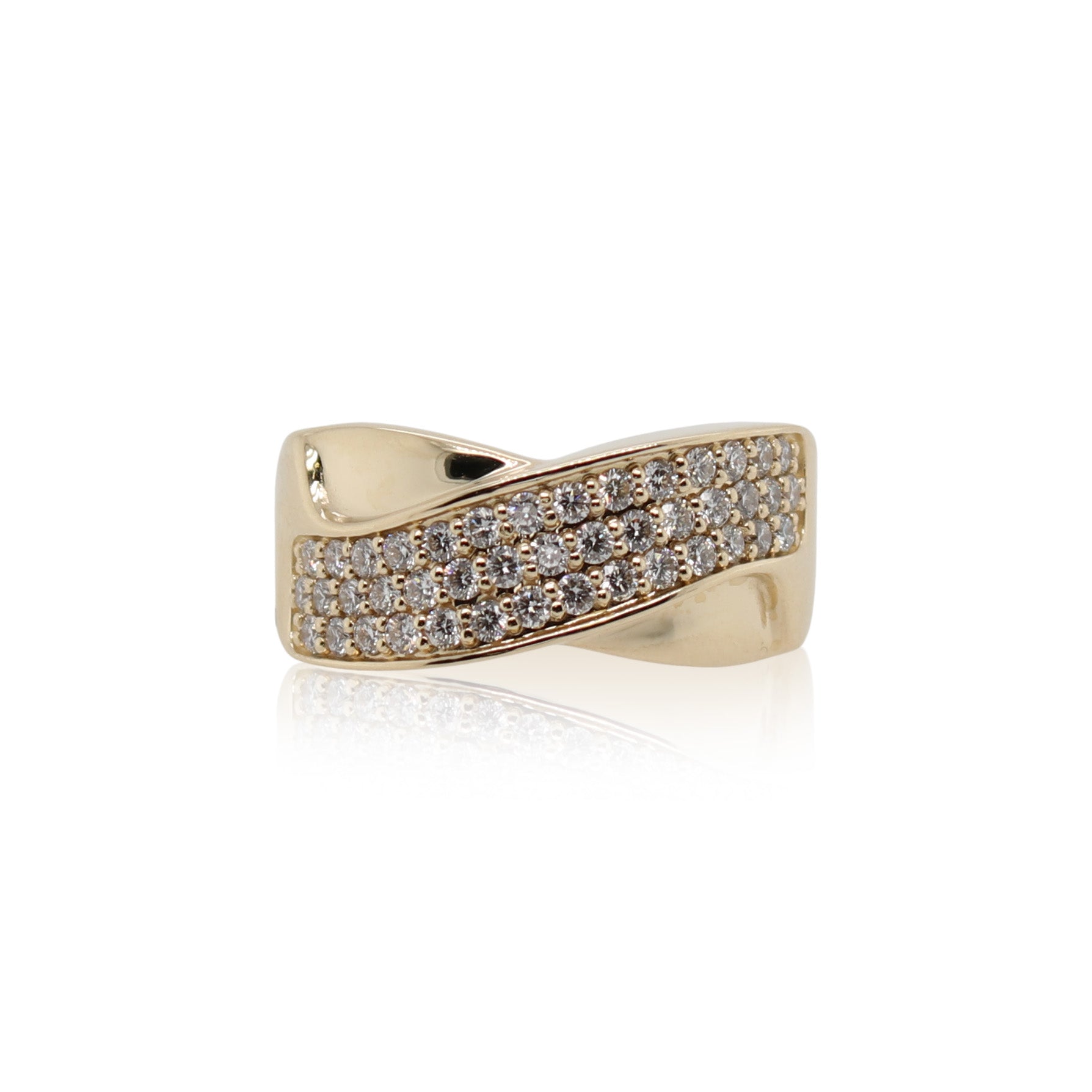 Pave Diamond Crossover Ring