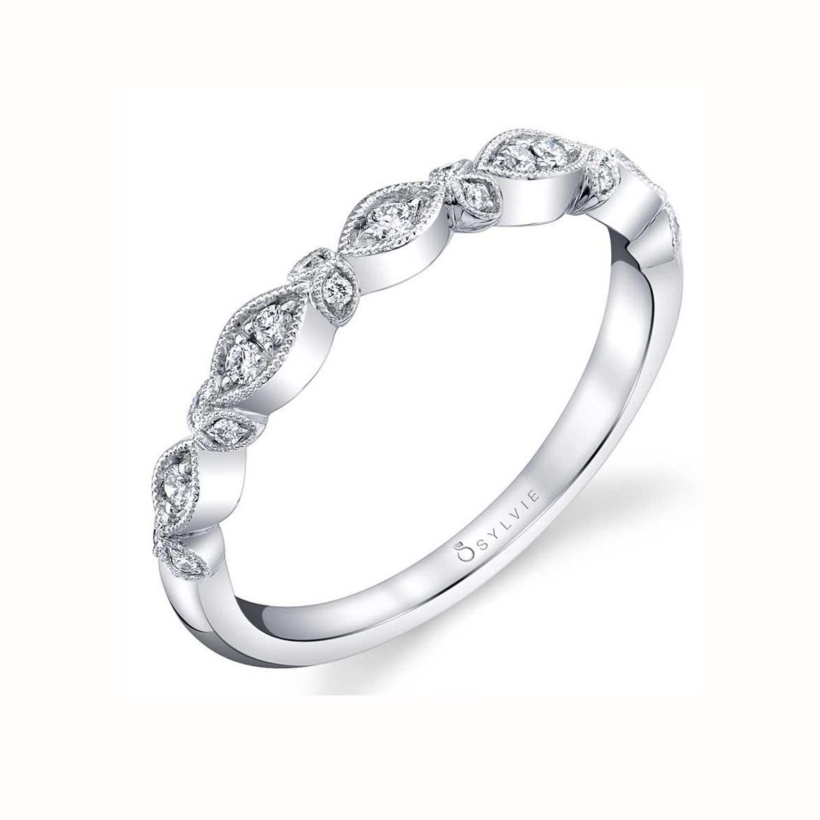 Floral Milgrain Bezel Diamond Band