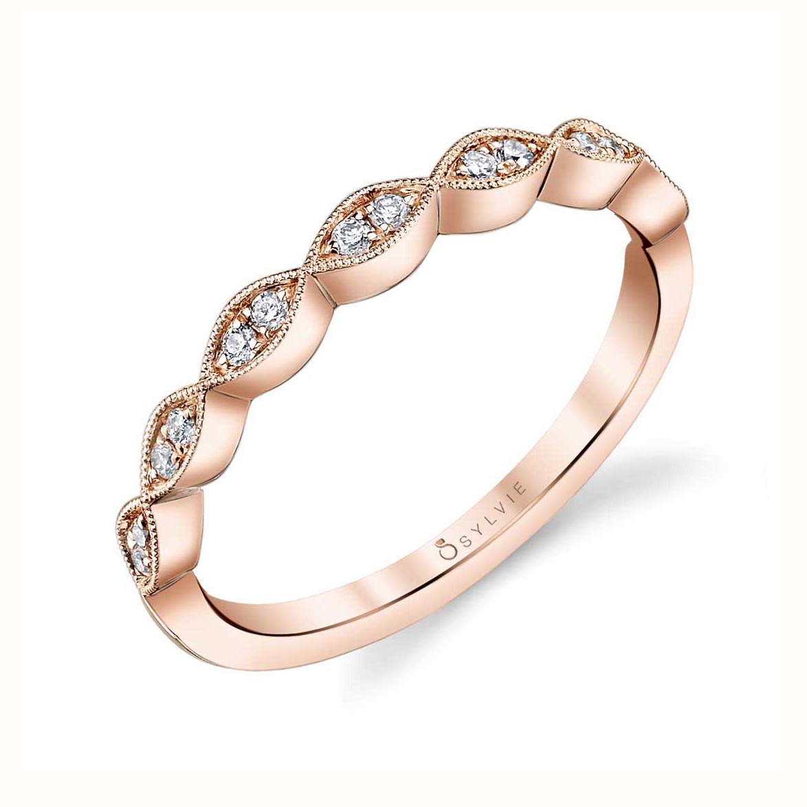 Diamond Beaded Halos Anniversary Band