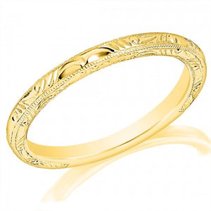 Yellow Gold Engraved Wedding Band