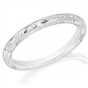 Platinum Milgrain Engraved Wedding Band